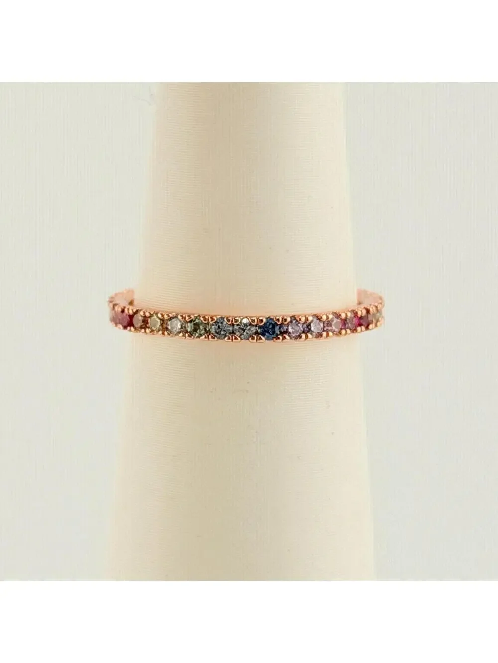 Bomb Party Dainty MHA Mental Health  Sz 6 (6.5 on Sizer) Rainbow Rose Gold